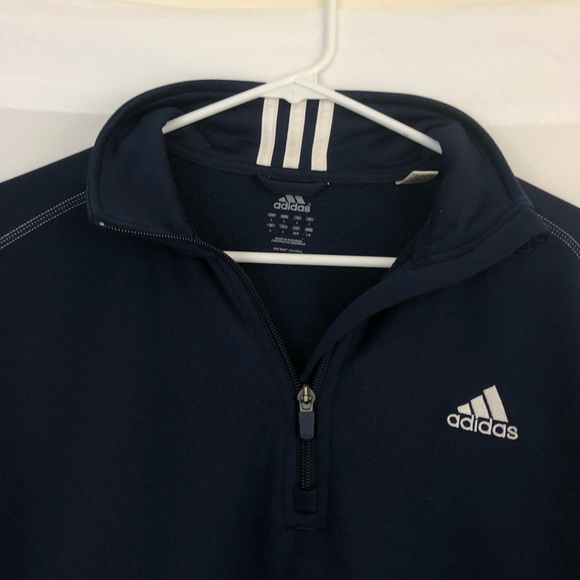 VTG 90s Adidas Classic Blue White Stripe 1/4 Zip Track Jacket Pullover Large - Picture 7 of 9